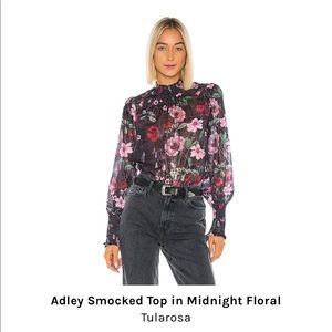 Tularosa smocked neck floral blouse